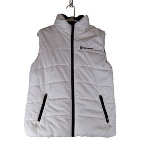FREE COUNTRY Puffer Vest Full Zip Size Large Womens White Zippered Pockets Cozy